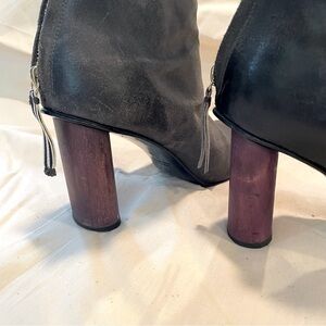 Martha Davis Grey Polished Suede Heeled Boots